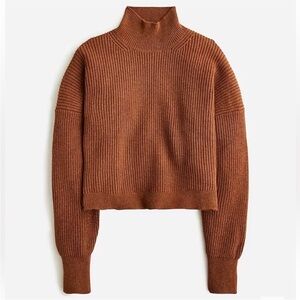 Jcrew ribbed turtleneck sweater in stretch yarn Heather hazelnut